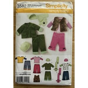 Simplicity Pattern 3582 Clothes for Baby‎ Pants Jacket / Vest Knit Top Hat Scarf